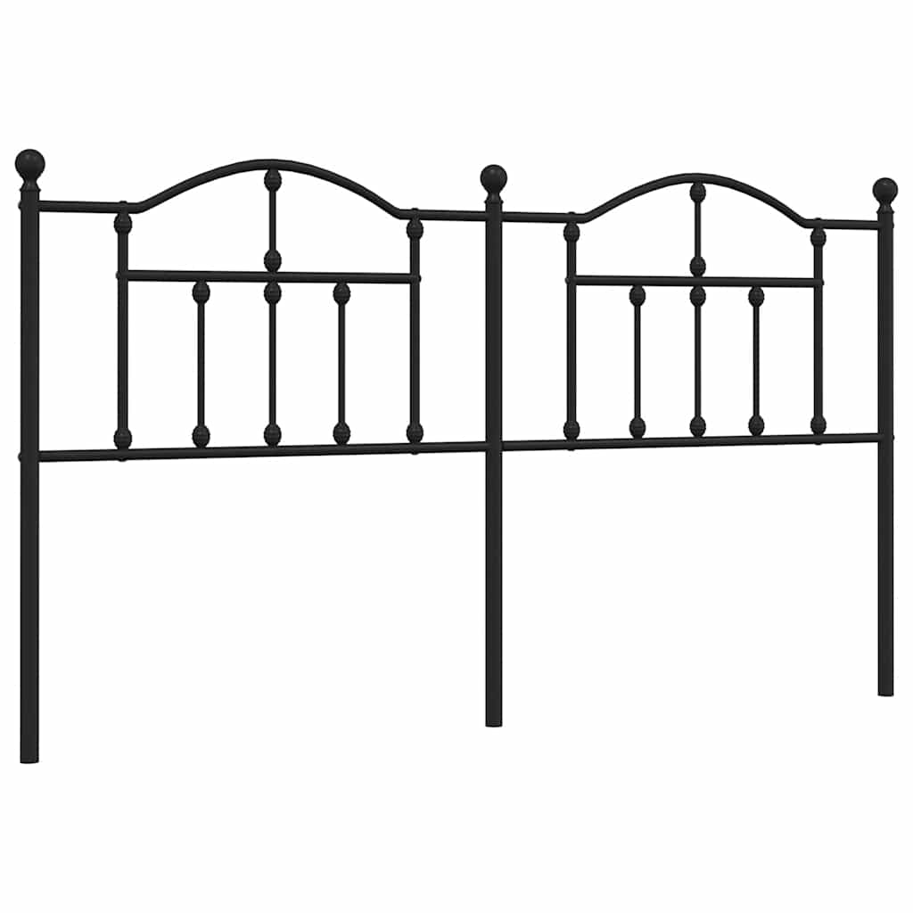 vidaXL Tăblie de pat metalică, negru, 180 cm