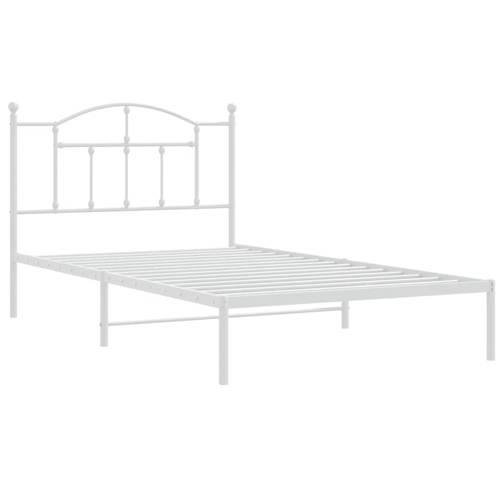 vidaXL Cadru de pat din metal cu tăblie, alb, 100x200 cm