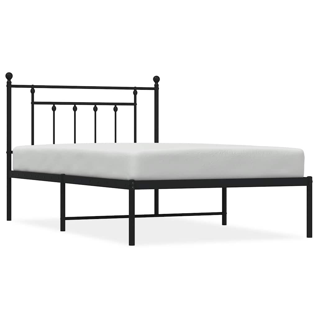 vidaXL Cadru de pat din metal cu tăblie, negru, 100x200 cm