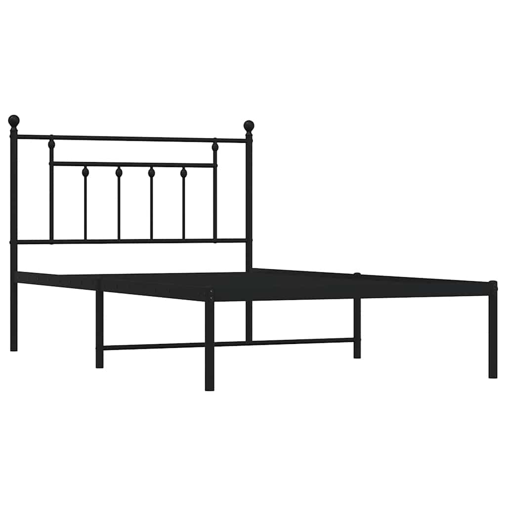 vidaXL Cadru de pat din metal cu tăblie, negru, 100x200 cm