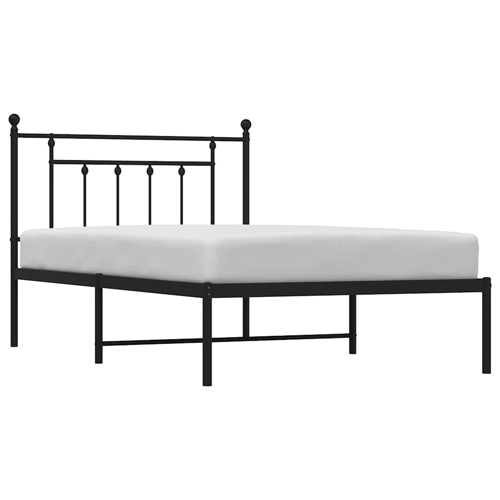 vidaXL Cadru de pat din metal cu tăblie, negru, 100x200 cm