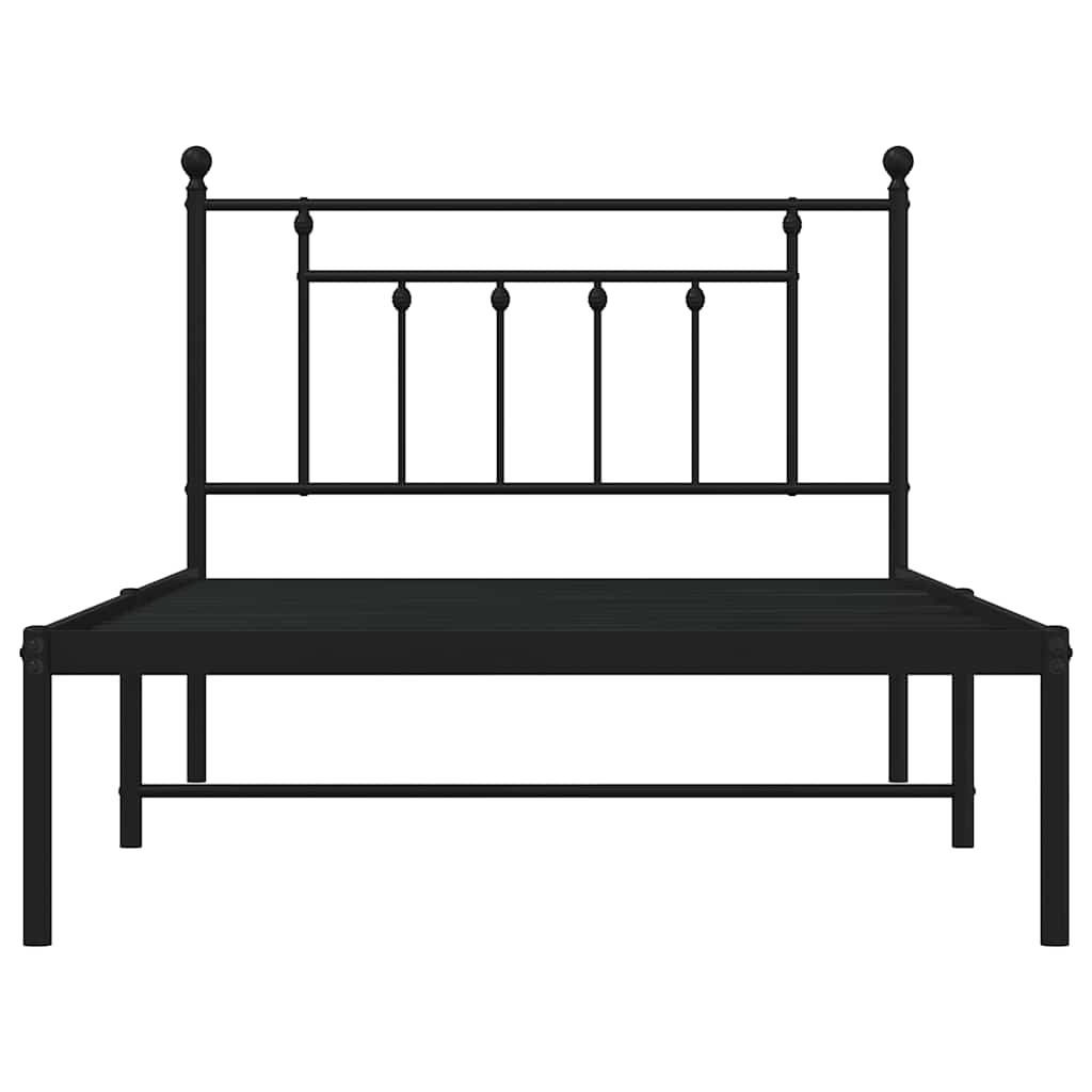 vidaXL Cadru de pat din metal cu tăblie, negru, 100x200 cm
