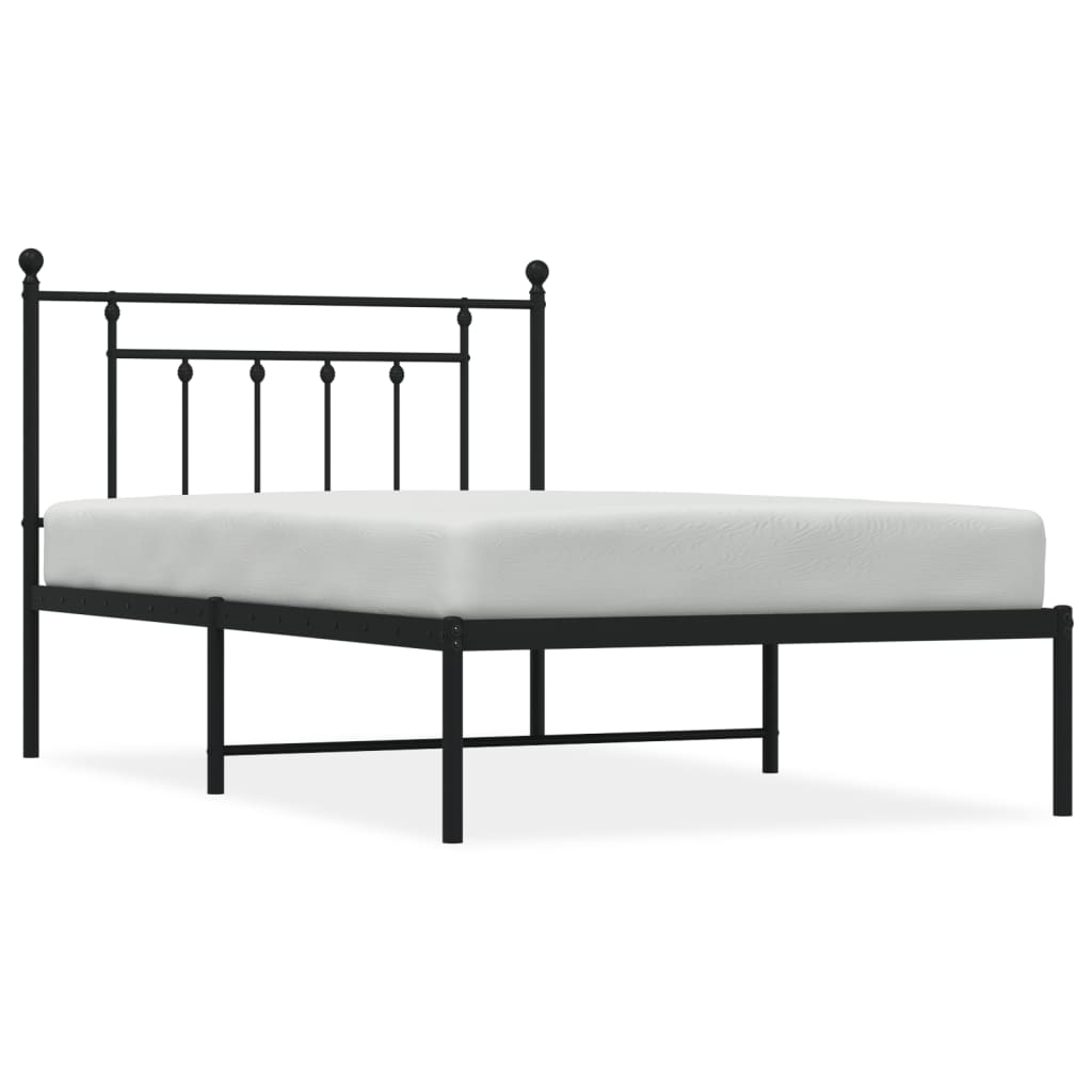 vidaXL Cadru de pat din metal cu tăblie, negru, 107x203 cm