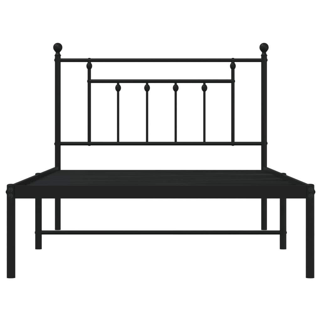 vidaXL Cadru de pat din metal cu tăblie, negru, 107x203 cm