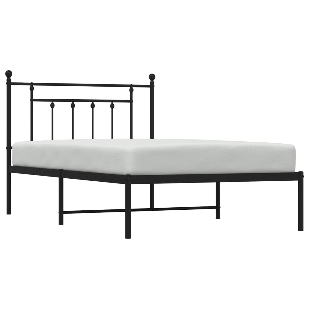 vidaXL Cadru de pat din metal cu tăblie, negru, 107x203 cm