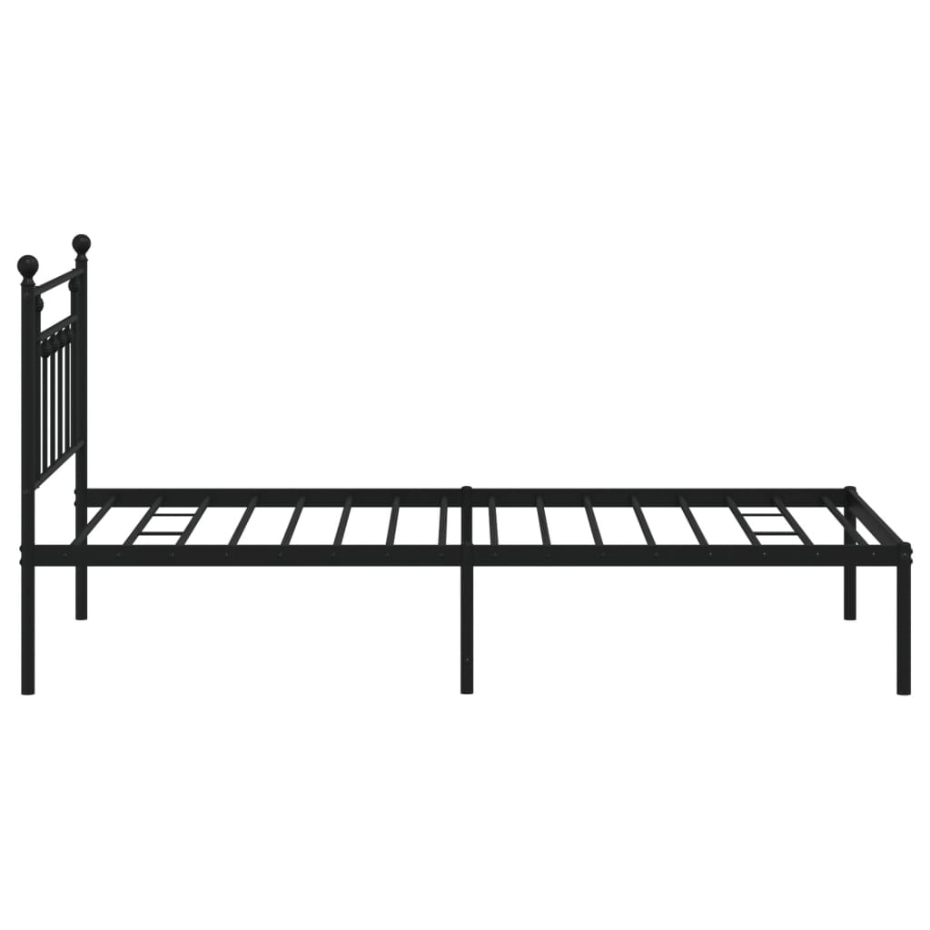 vidaXL Cadru de pat din metal cu tăblie, negru, 107x203 cm