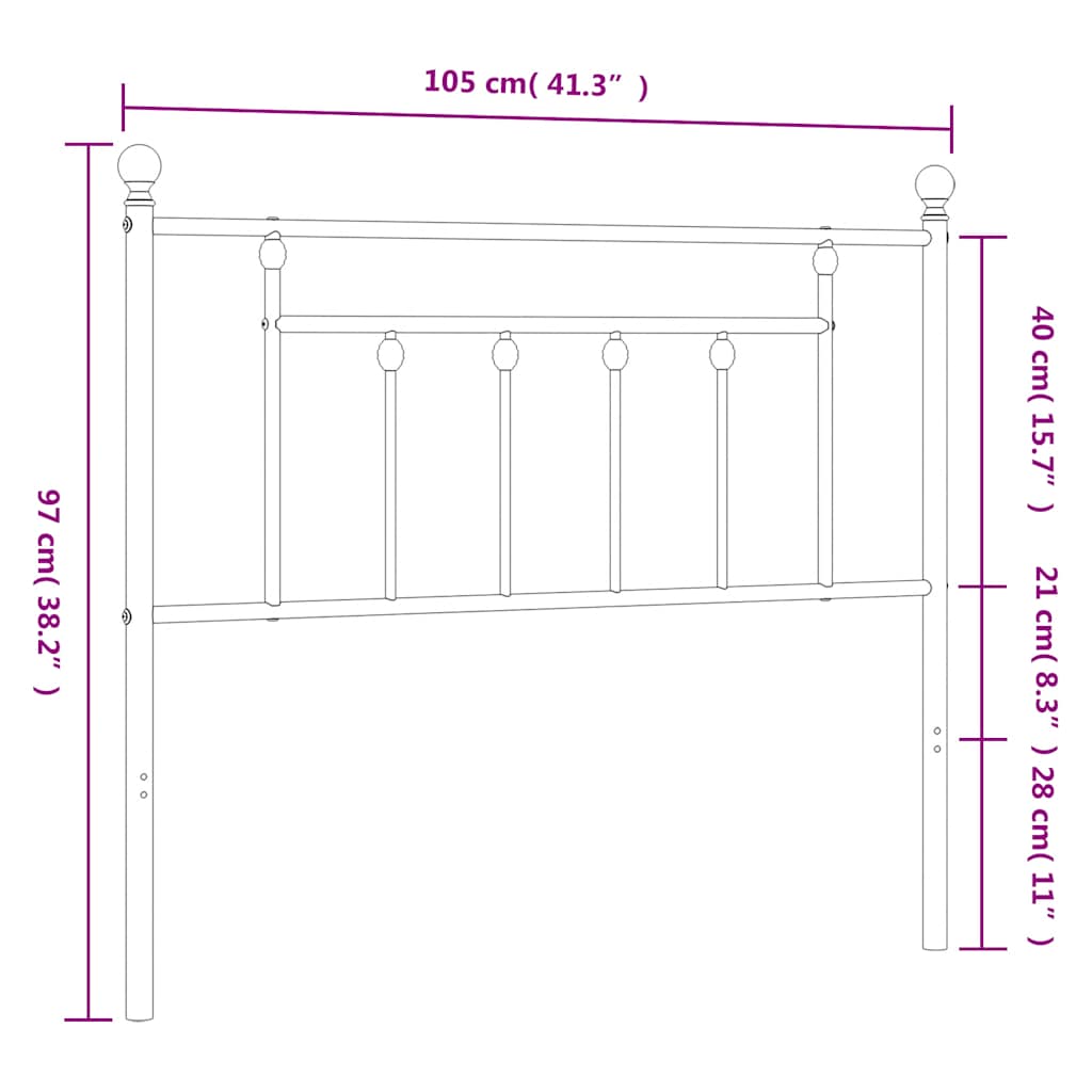 vidaXL Tăblie de pat metalică, negru, 100 cm vidaXL Tăblie de pat metalică, negru, 100 cm