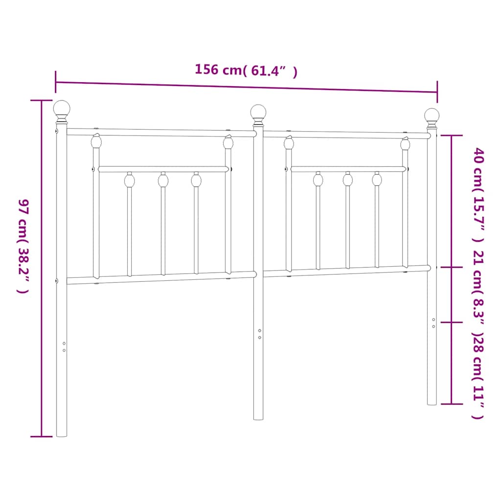 vidaXL Tăblie de pat metalică, negru, 150 cm vidaXL Tăblie de pat metalică, negru, 150 cm