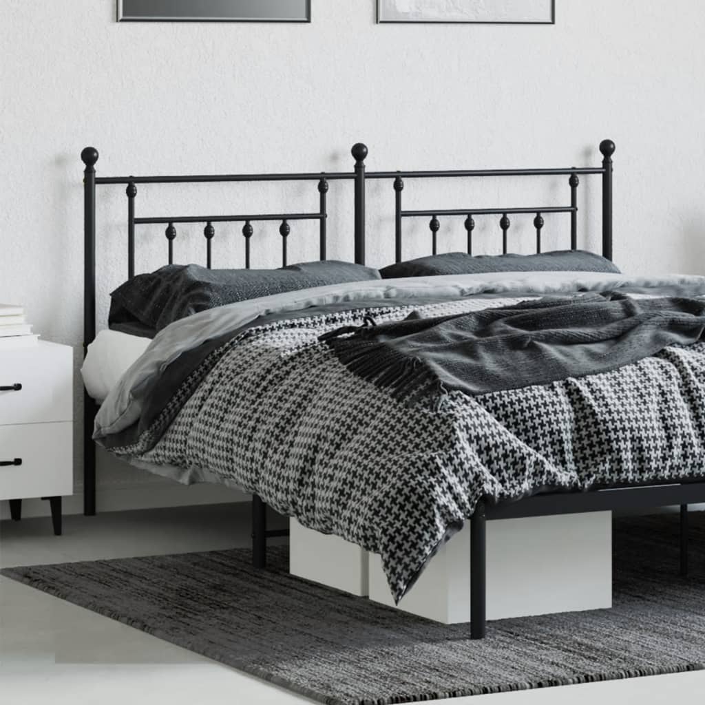vidaXL Tăblie de pat metalică, negru, 160 cm