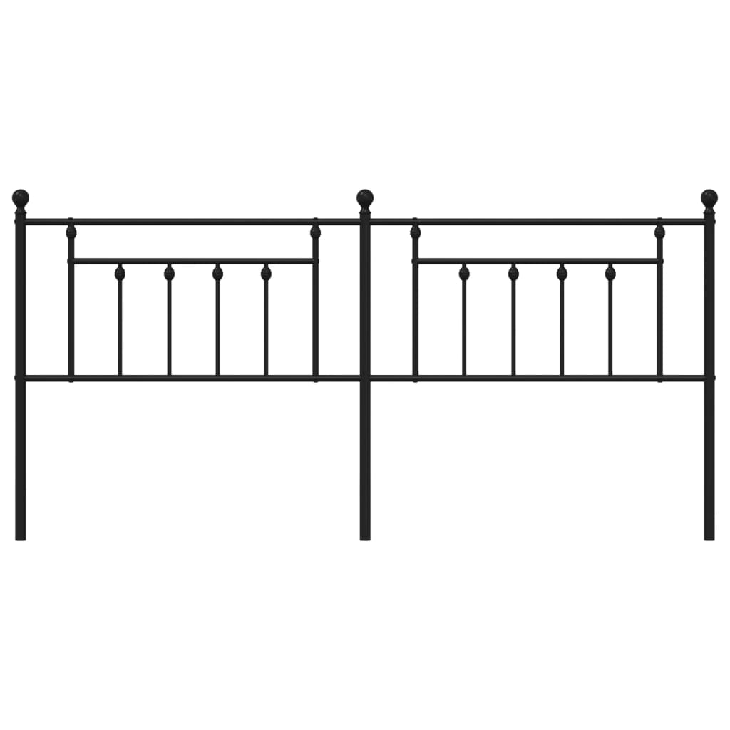 vidaXL Tăblie de pat metalică, negru, 200 cm