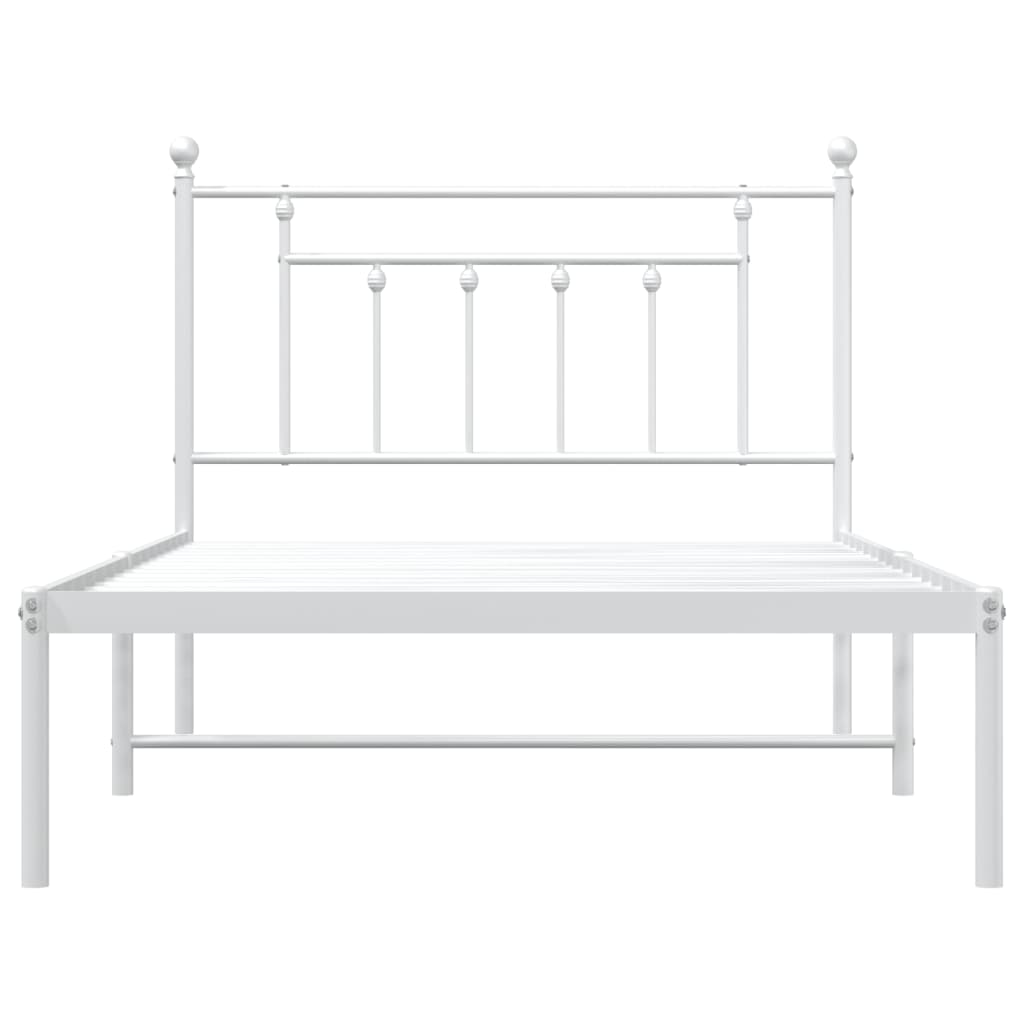 vidaXL Cadru de pat din metal cu tăblie, alb, 107x203 cm