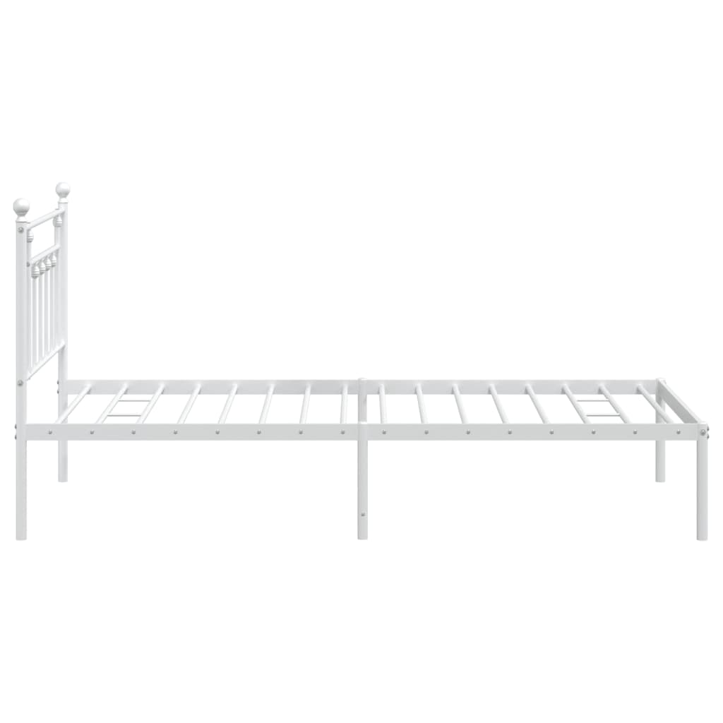 vidaXL Cadru de pat din metal cu tăblie, alb, 107x203 cm