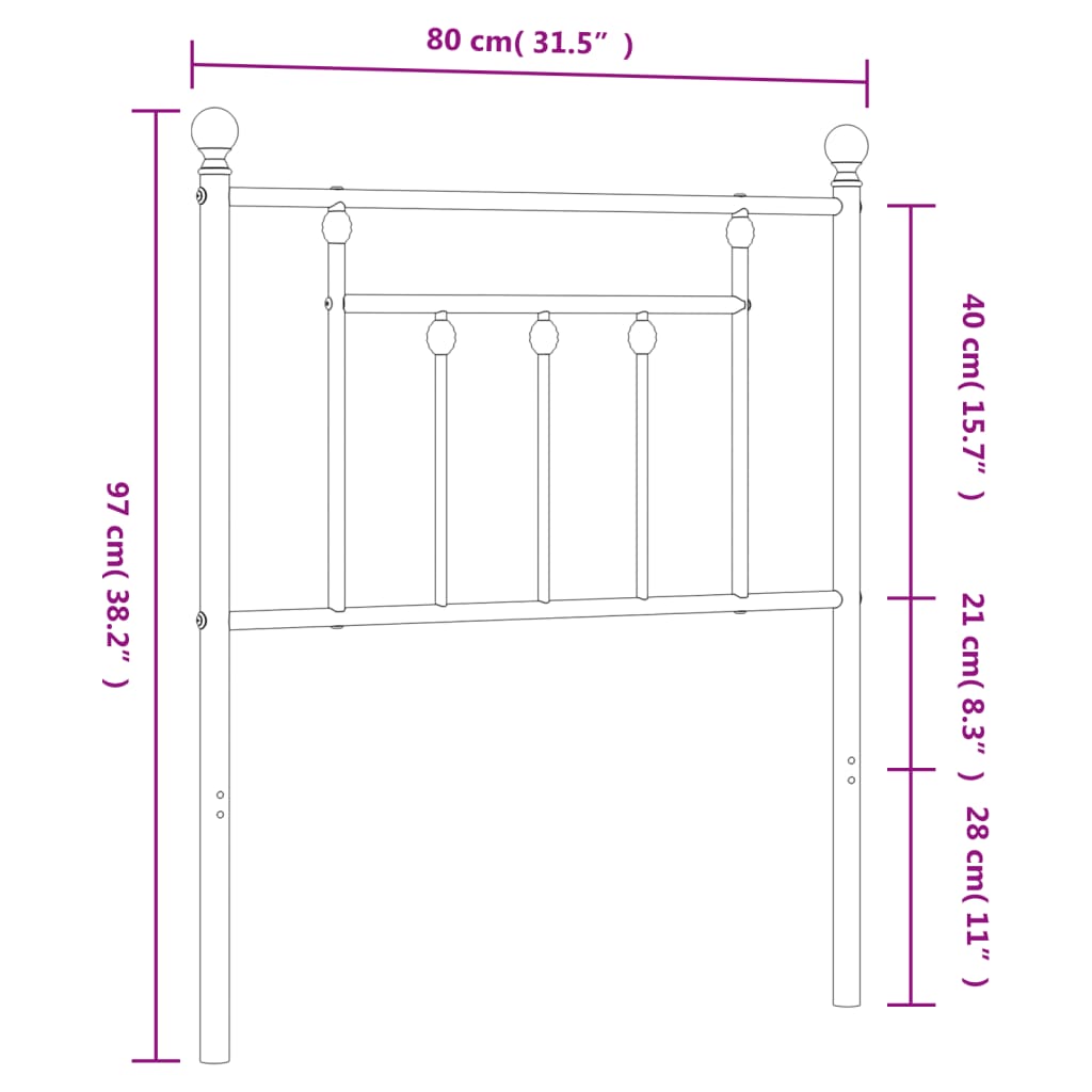 vidaXL Tăblie de pat metalică, alb, 75 cm vidaXL Tăblie de pat metalică, alb, 75 cm