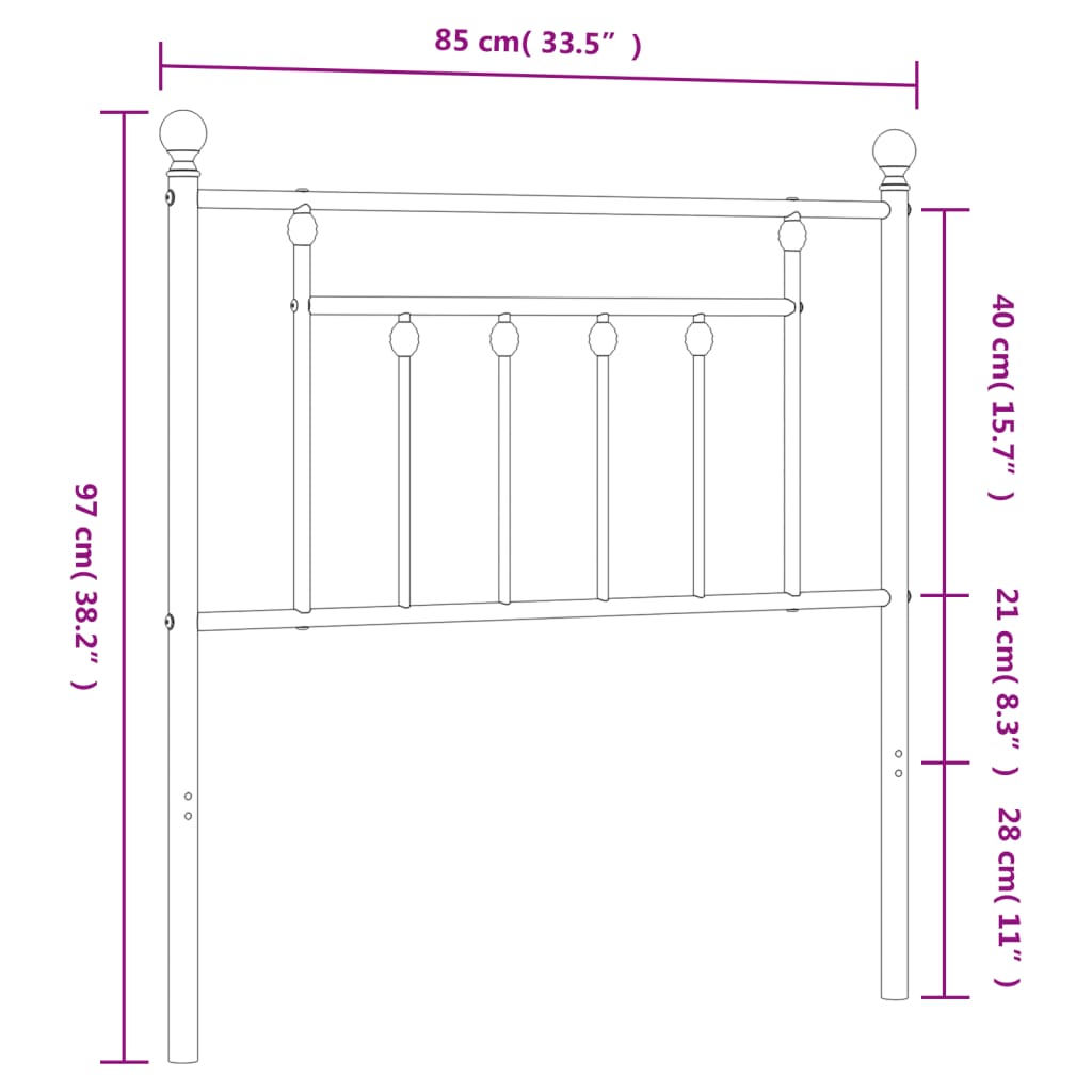 vidaXL Tăblie de pat metalică, alb, 80 cm vidaXL Tăblie de pat metalică, alb, 80 cm