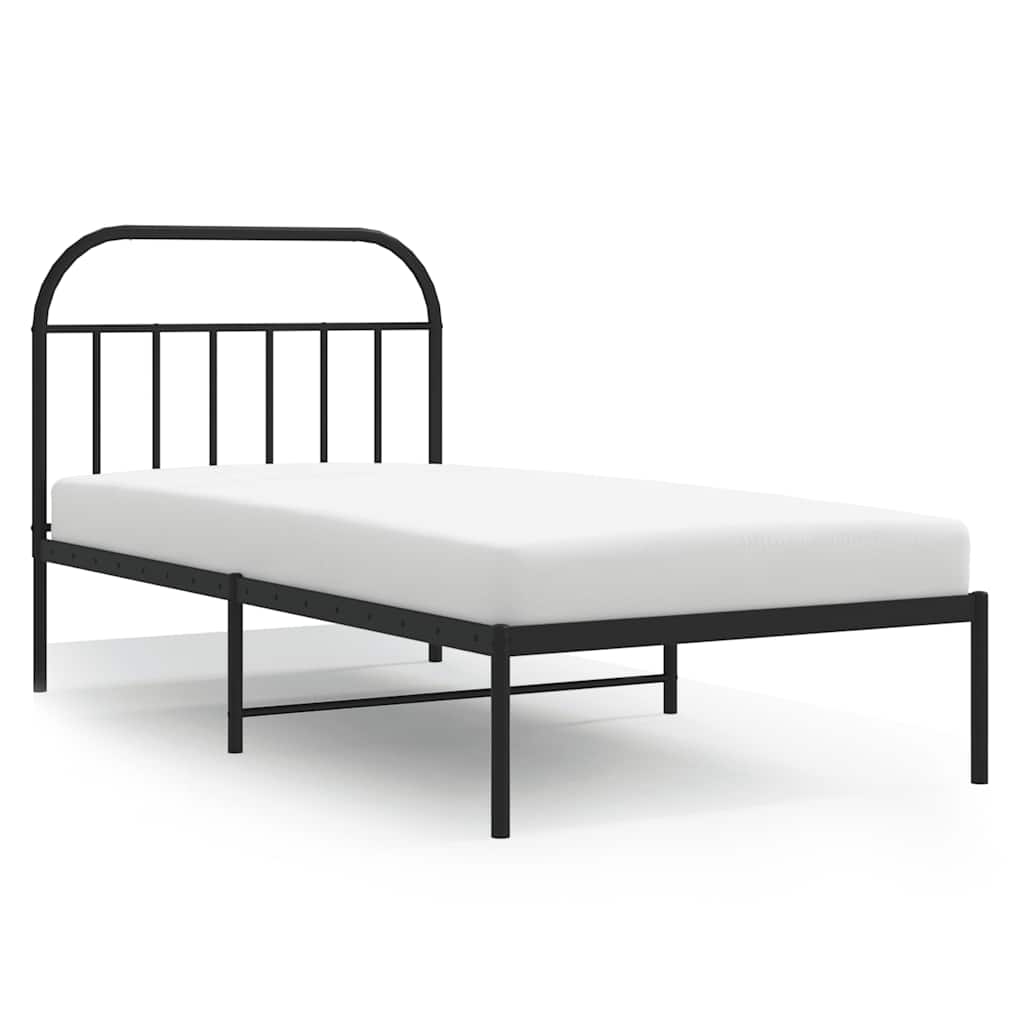 vidaXL Cadru de pat din metal cu tăblie, negru, 100x200 cm