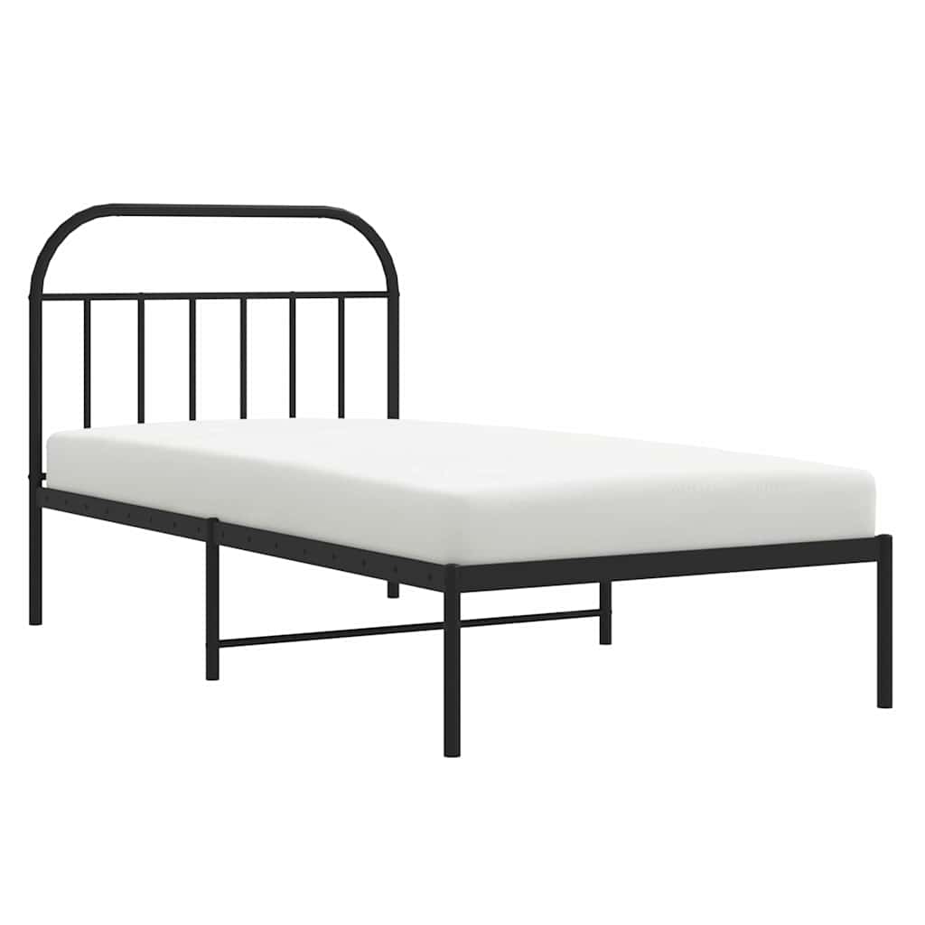 vidaXL Cadru de pat din metal cu tăblie, negru, 100x200 cm