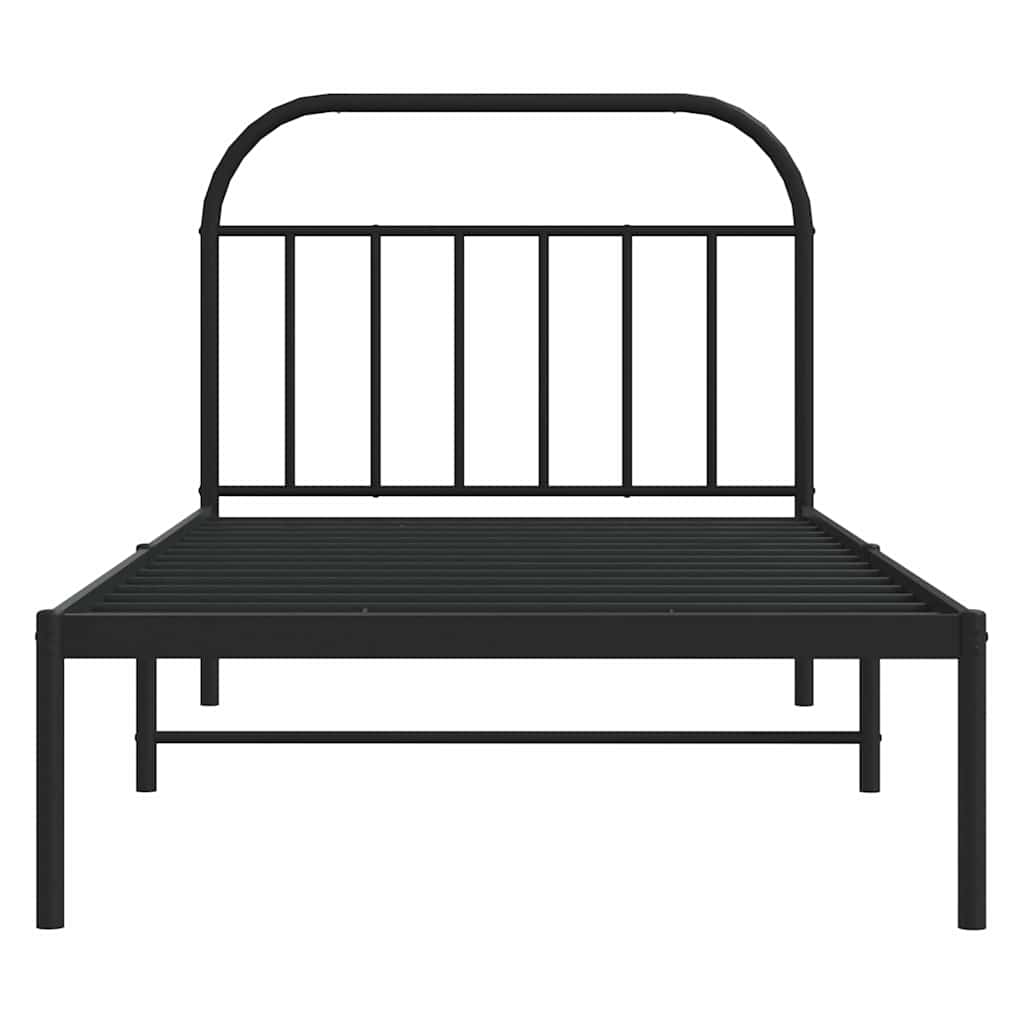vidaXL Cadru de pat din metal cu tăblie, negru, 100x200 cm