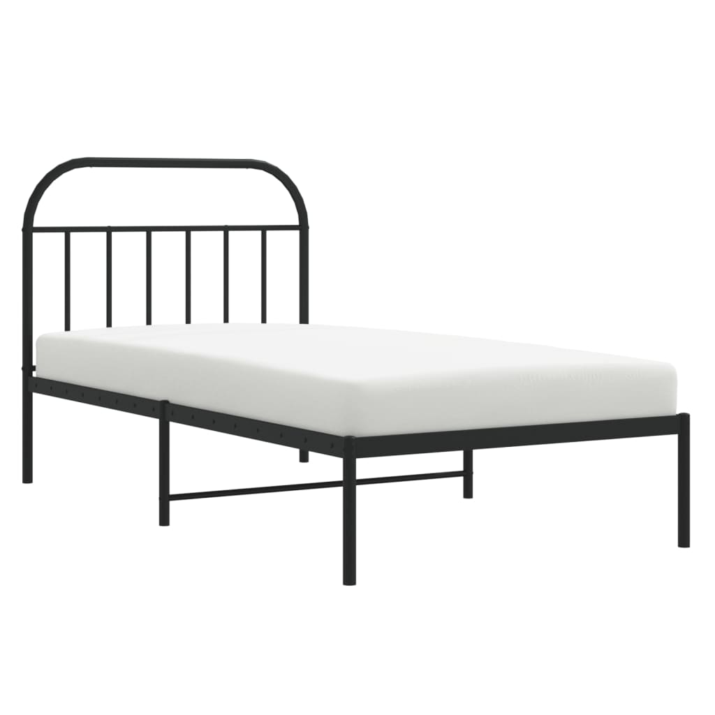 vidaXL Cadru de pat din metal cu tăblie, negru, 107x203 cm