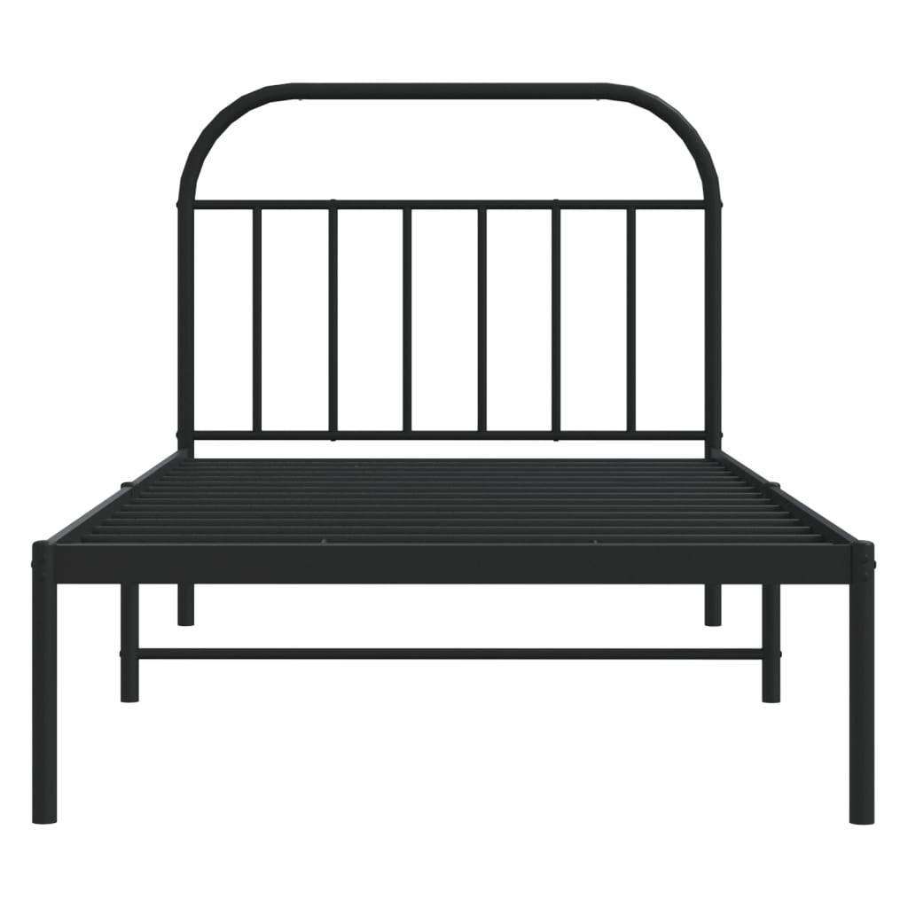 vidaXL Cadru de pat din metal cu tăblie, negru, 107x203 cm