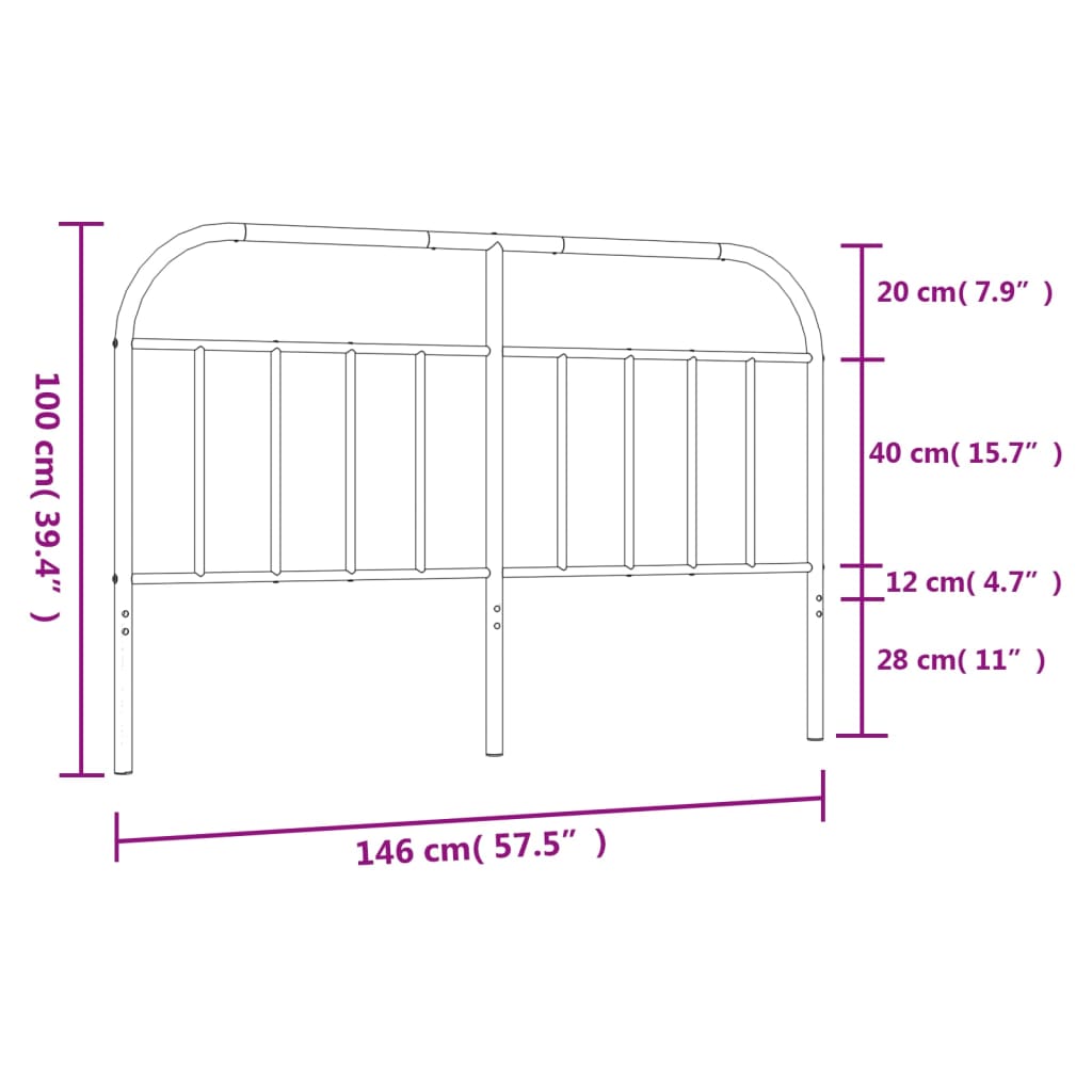 vidaXL Tăblie de pat metalică, negru, 140 cm vidaXL Tăblie de pat metalică, negru, 140 cm