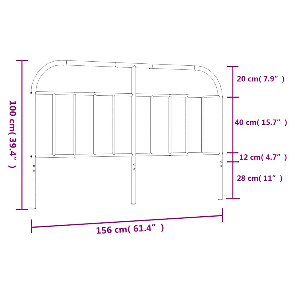 vidaXL Tăblie de pat metalică, negru, 150 cm