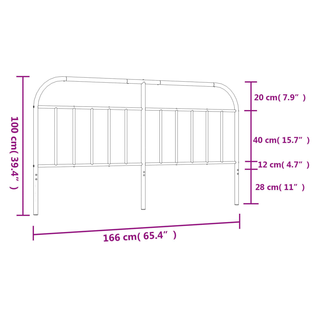 vidaXL Tăblie de pat metalică, negru, 160 cm