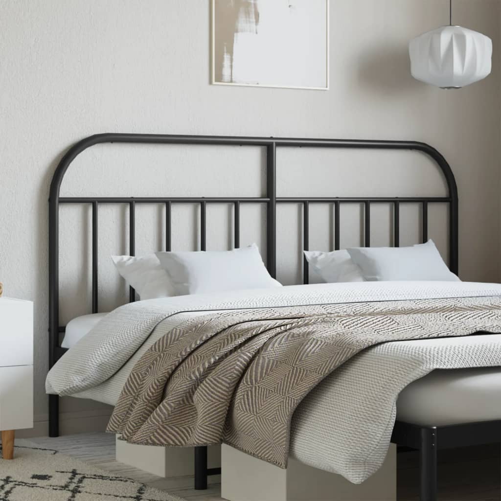 vidaXL Tăblie de pat metalică, negru, 160 cm