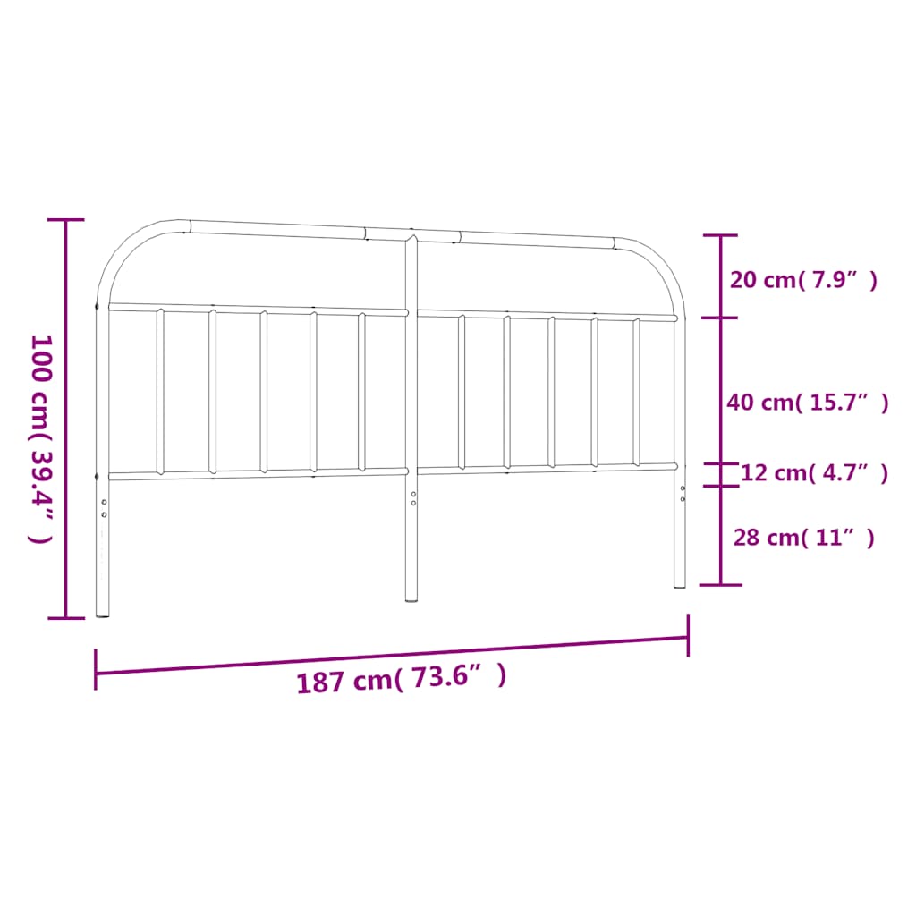 vidaXL Tăblie de pat metalică, negru, 180 cm vidaXL Tăblie de pat metalică, negru, 180 cm