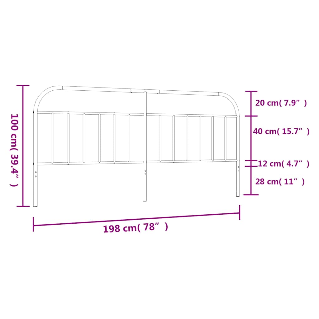 vidaXL Tăblie de pat metalică, negru, 193 cm vidaXL Tăblie de pat metalică, negru, 193 cm