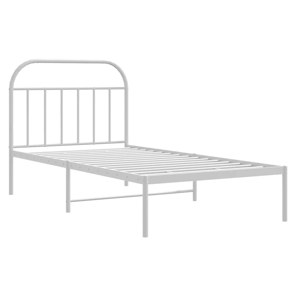 vidaXL Cadru de pat din metal cu tăblie, alb, 100x200 cm