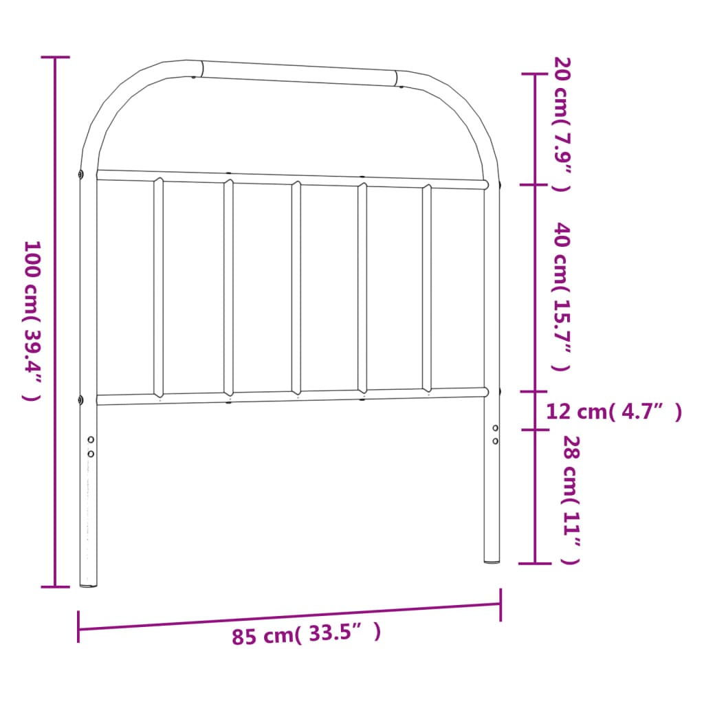 vidaXL Tăblie de pat metalică, alb, 80 cm vidaXL Tăblie de pat metalică, alb, 80 cm