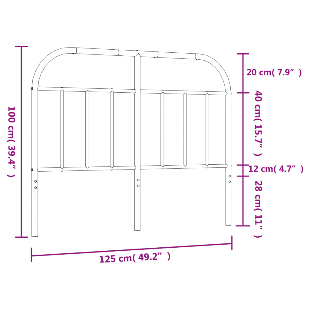 vidaXL Tăblie de pat metalică, alb, 120 cm
