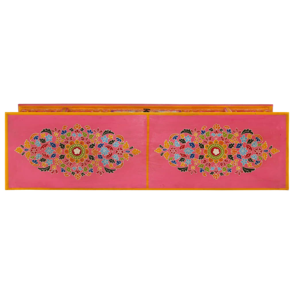 vidaXL Comodă TV, roz, 110x30x40 cm, lemn masiv de mango