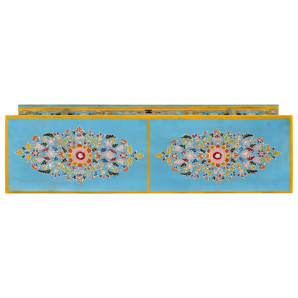 vidaXL Comodă TV, albastru, 110x30x40 cm, lemn masiv de mango