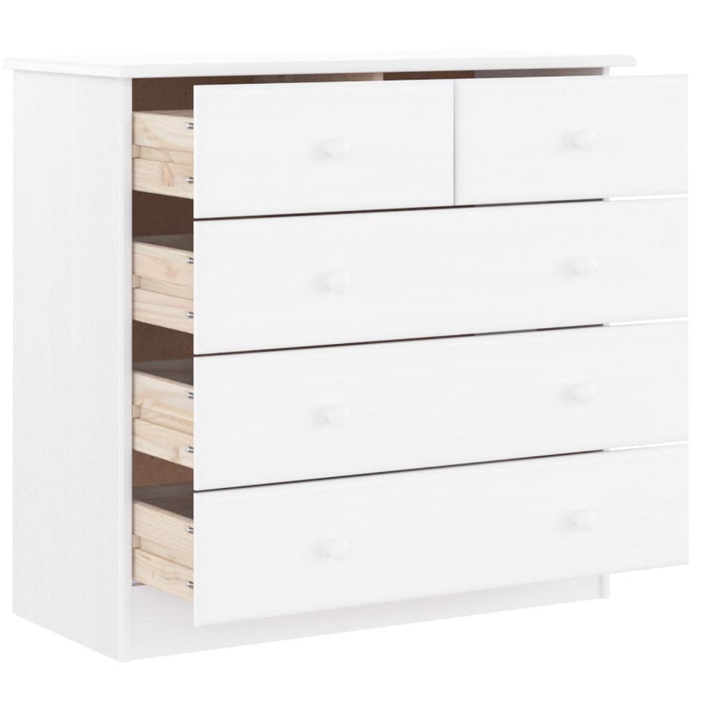 vidaXL Comodă cu sertare ALTA, alb, 77x35x73 cm, lemn masiv de pin vidaXL Comodă cu sertare ALTA, alb, 77x35x73 cm, lemn masiv de pin