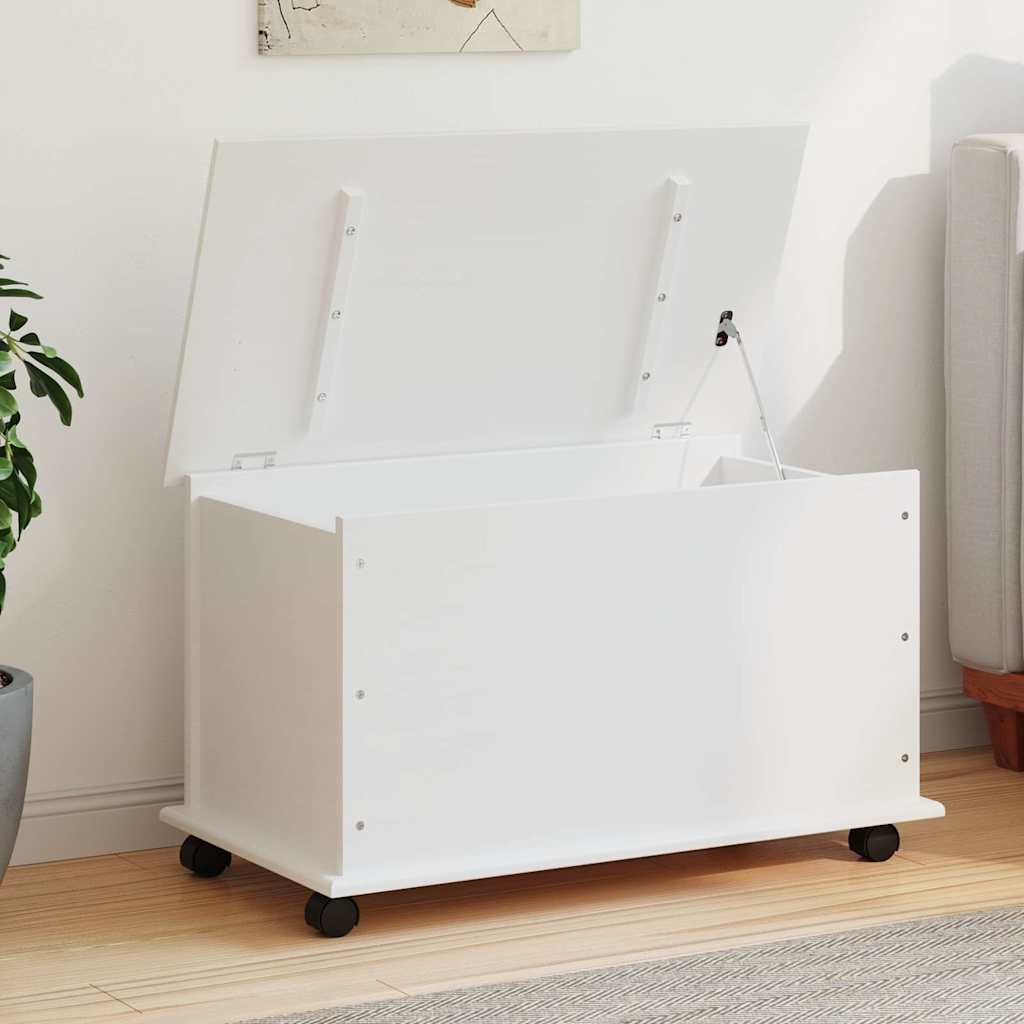 vidaXL Cufăr depozitare roți, alb, „ALTA” 73x39,5x43 cm lemn masiv pin