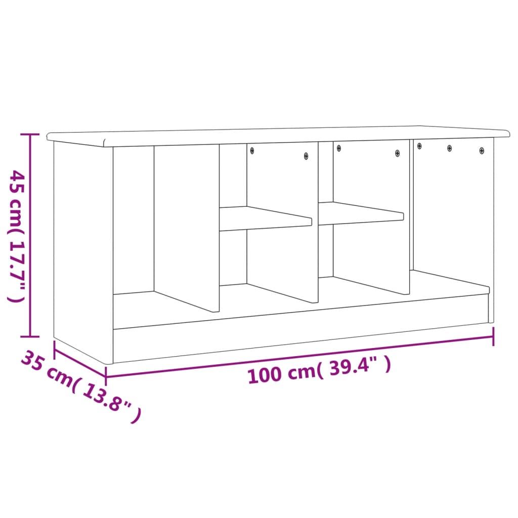 vidaXL Banchetă pantofar „ALTA”, alb, 100x35x45 cm, lemn masiv de pin