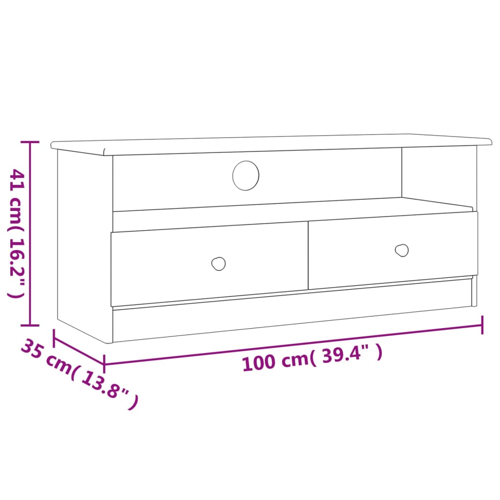 vidaXL Dulap TV cu sertare „ALTA” alb, 100x35x41 cm, lemn masiv de pin vidaXL Dulap TV cu sertare „ALTA” alb, 100x35x41 cm, lemn masiv de pin