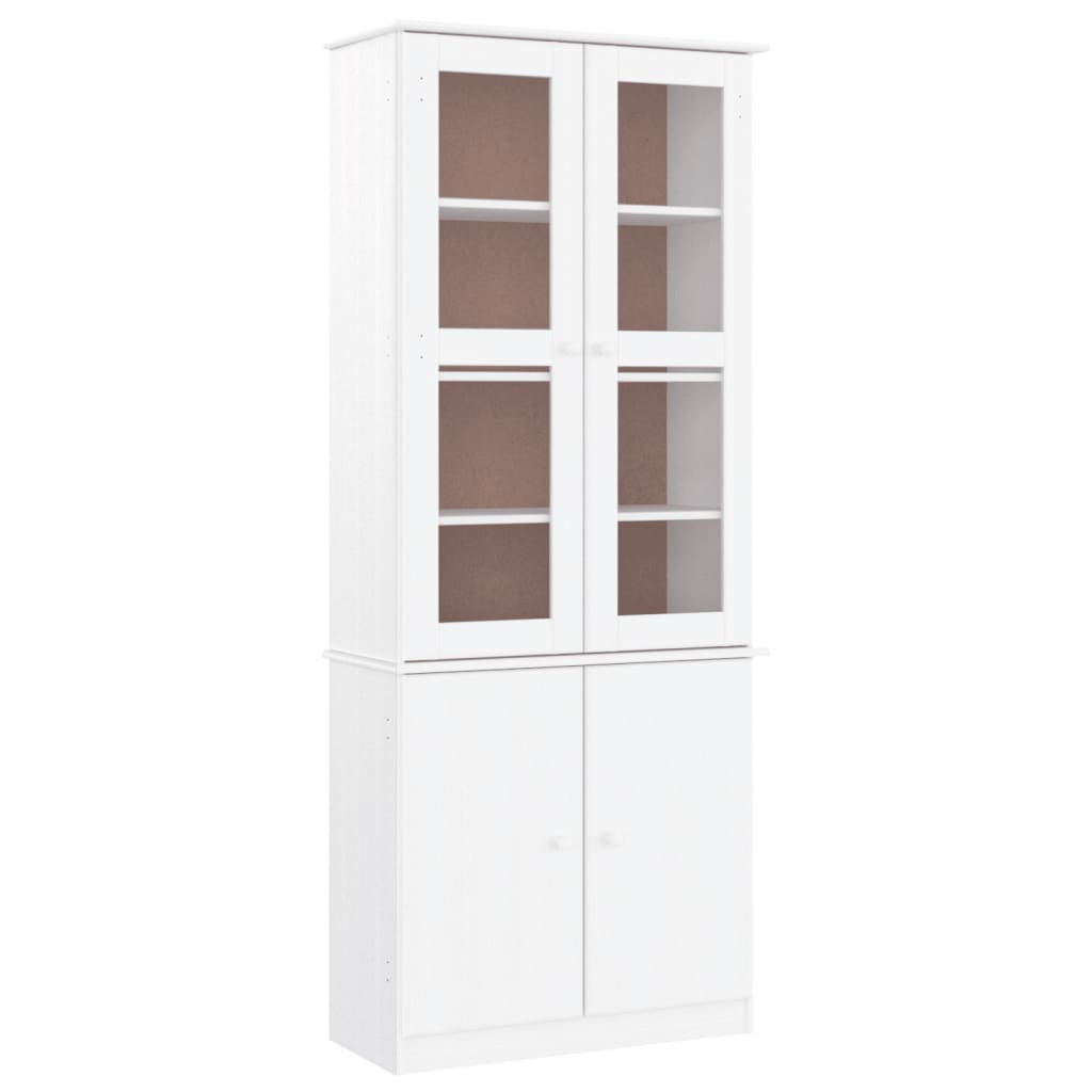 vidaXL Vitrină din sticlă „ALTA”, alb, 77x35x186,5 cm, lemn masiv pin vidaXL Vitrină din sticlă „ALTA”, alb, 77x35x186,5 cm, lemn masiv pin