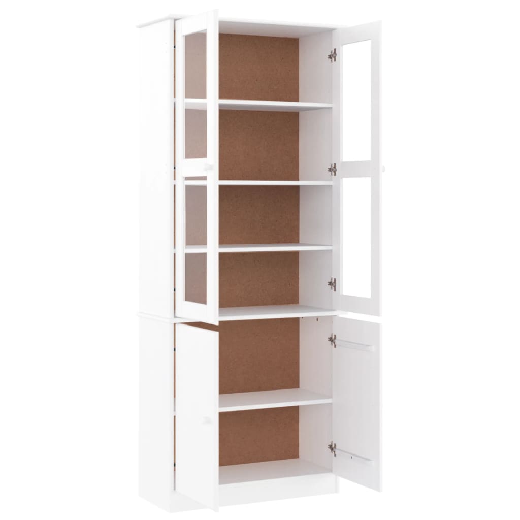 vidaXL Vitrină din sticlă „ALTA”, alb, 77x35x186,5 cm, lemn masiv pin vidaXL Vitrină din sticlă „ALTA”, alb, 77x35x186,5 cm, lemn masiv pin