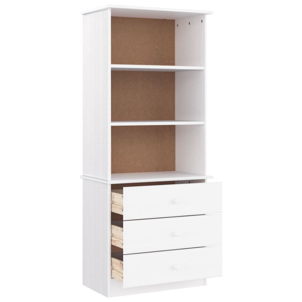 vidaXL Bibliotecă cu sertare „ALTA”, alb, 60x35x142 cm, lemn masiv pin