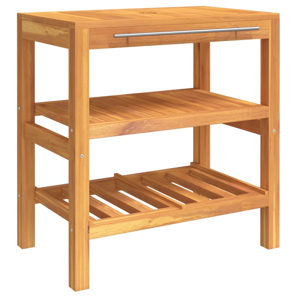 vidaXL Dulap de chiuvetă baie cu 2 rafturi, 74x45x75 cm, lemn masiv vidaXL Dulap de chiuvetă baie cu 2 rafturi, 74x45x75 cm, lemn masiv