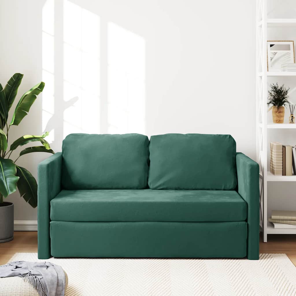 vidaXL Canapea extensibilă de podea 2 în 1, verde închis, 122x204x55cm