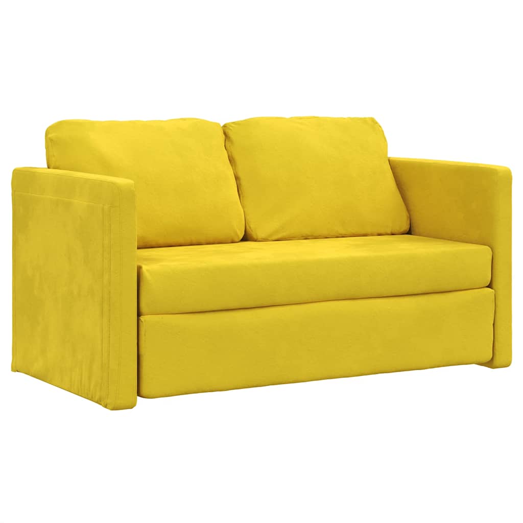 vidaXL Canapea extensibilă 2 în 1 galben închis 122x204x55 cm catifea vidaXL Canapea extensibilă 2 în 1 galben închis 122x204x55 cm catifea