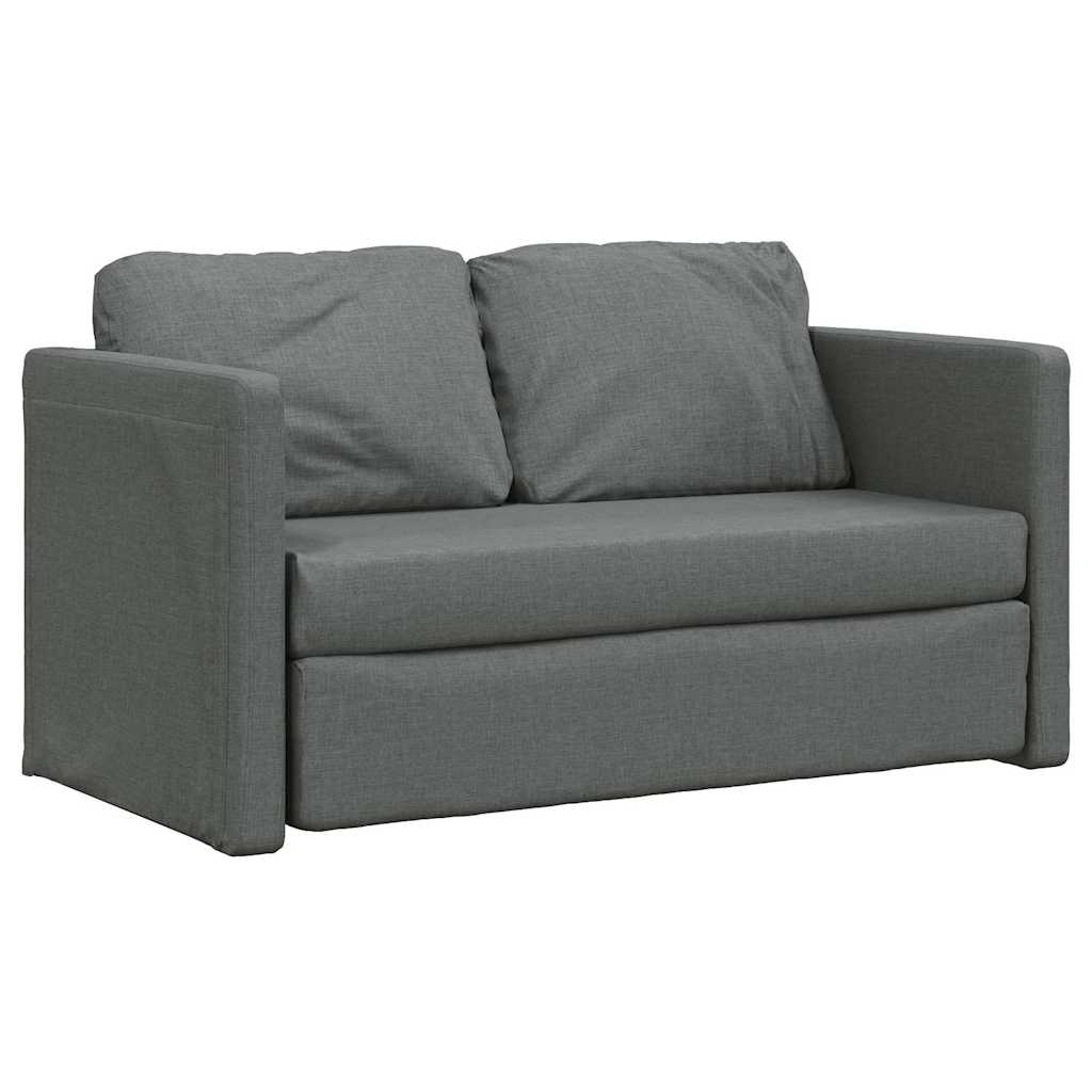 vidaXL Canapea extensibilă 2 în 1, gri închis, 112x174x55 cm, textil vidaXL Canapea extensibilă 2 în 1, gri închis, 112x174x55 cm, textil