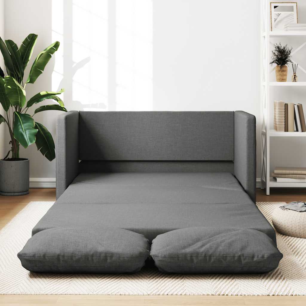 vidaXL Canapea extensibilă 2 în 1, gri închis, 112x174x55 cm, textil vidaXL Canapea extensibilă 2 în 1, gri închis, 112x174x55 cm, textil