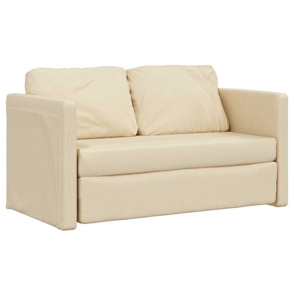 vidaXL Canapea extensibilă 2 în 1, crem, 112x174x55 cm, textil vidaXL Canapea extensibilă 2 în 1, crem, 112x174x55 cm, textil