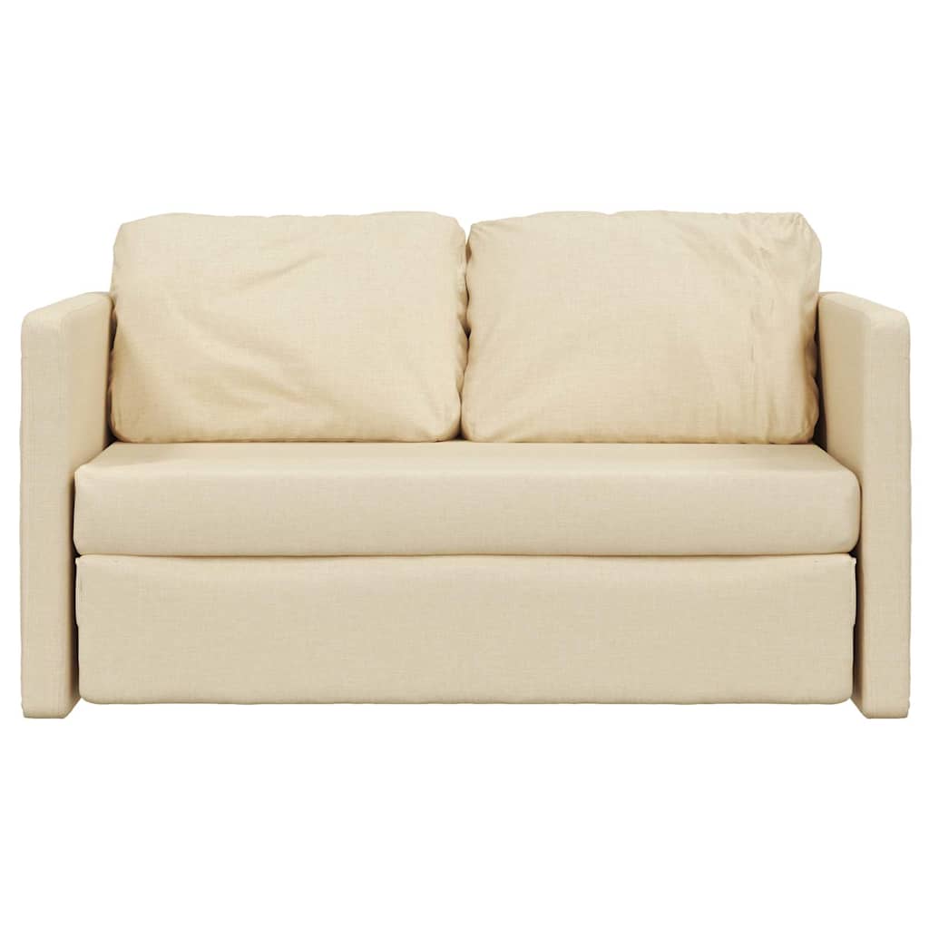 vidaXL Canapea extensibilă 2 în 1, crem, 112x174x55 cm, textil vidaXL Canapea extensibilă 2 în 1, crem, 112x174x55 cm, textil