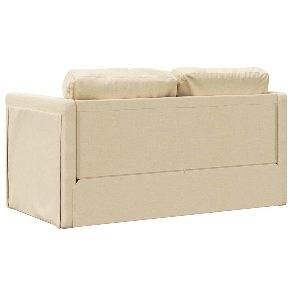 vidaXL Canapea extensibilă 2 în 1, crem, 112x174x55 cm, textil vidaXL Canapea extensibilă 2 în 1, crem, 112x174x55 cm, textil