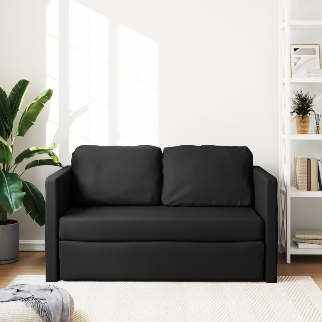 vidaXL Canapea extensibilă 2 în 1, negru, 112x174x55cm piele ecologică vidaXL Canapea extensibilă 2 în 1, negru, 112x174x55cm piele ecologică